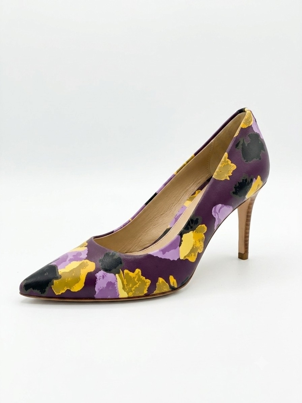 COACH Size 7 Floral Purple Pointed Toe High Heel Pumps Shoes Heels
